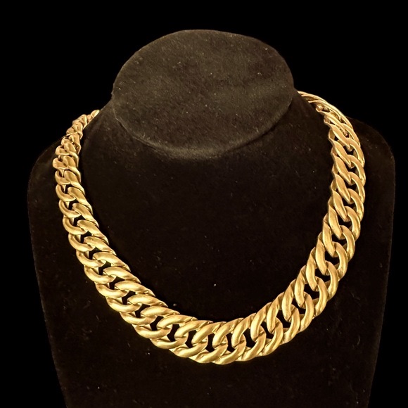 Monet Flat Link Brushed Gold Tone 16 Necklace